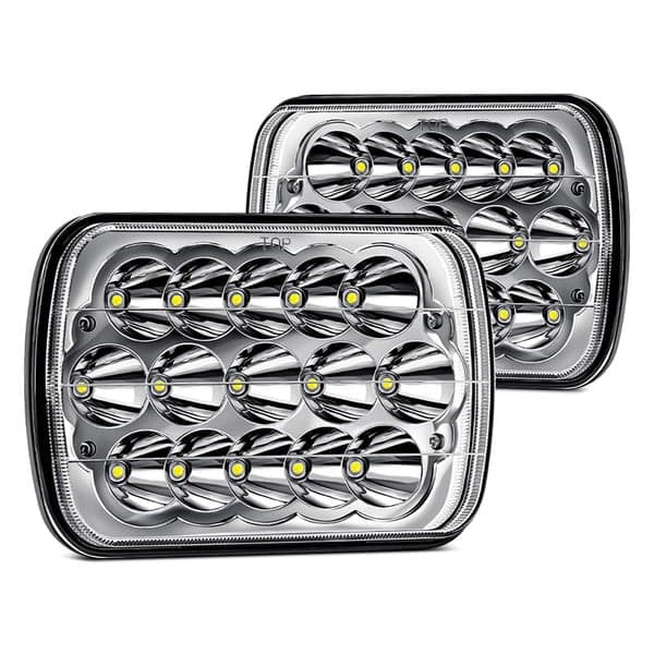 Lumen SB7697HL-CHR 7x6 inch Rectangular Chrome LED Headlights, pair