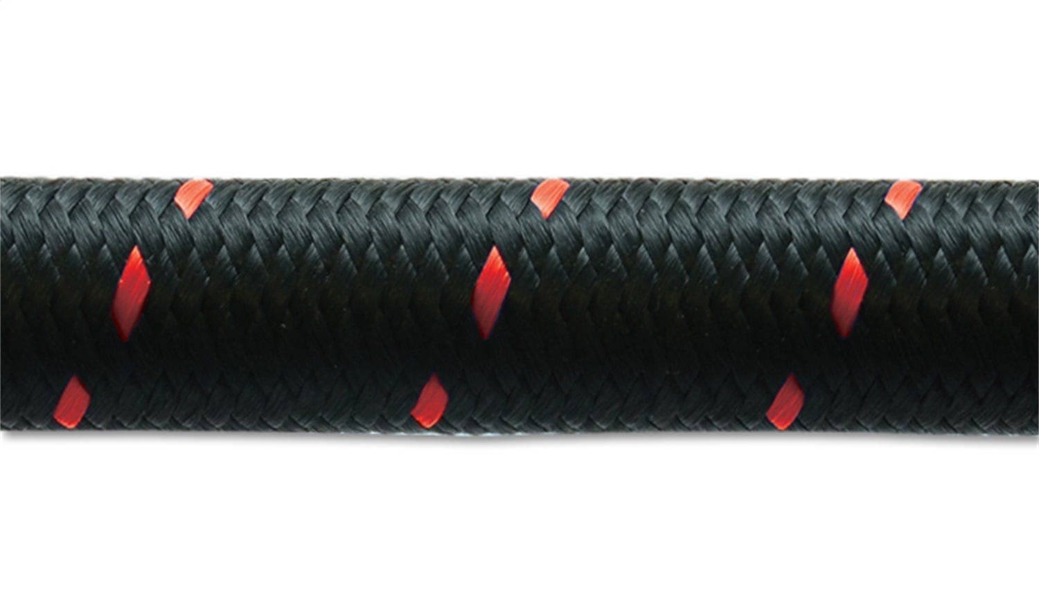 5ft Roll of Black Red Nylon Braided Flex Hose; AN Size: -10; Hose ID 0.58"